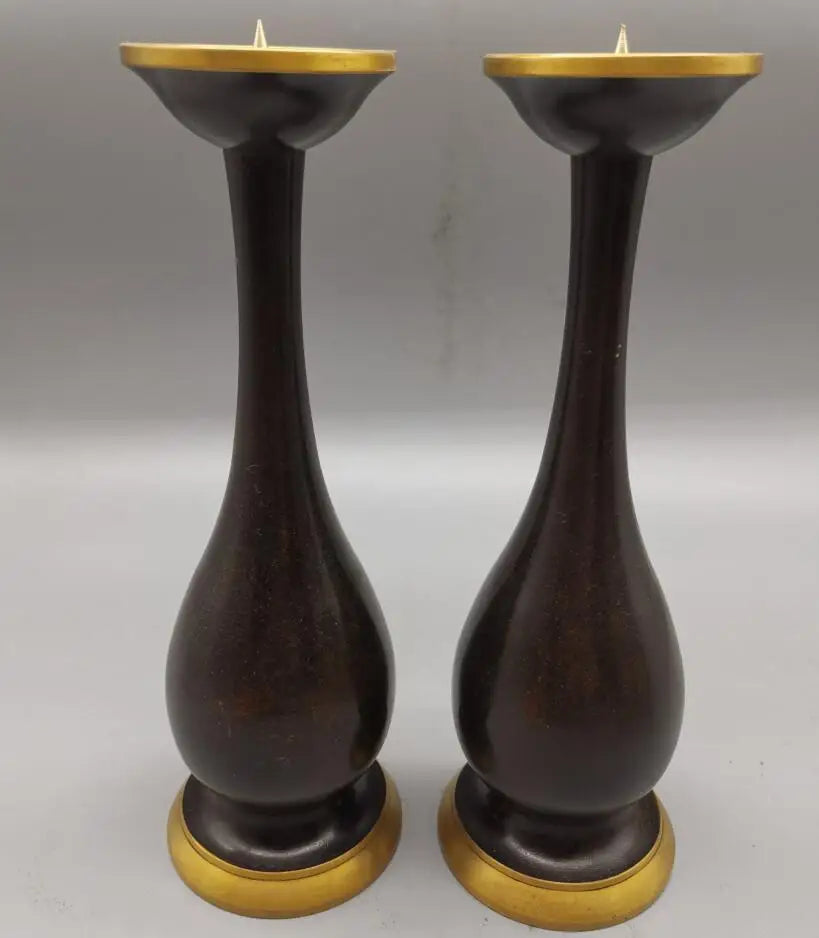 China brass archaize wax candlestick crafts statue A pair