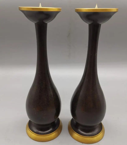 China brass archaize wax candlestick crafts statue A pair
