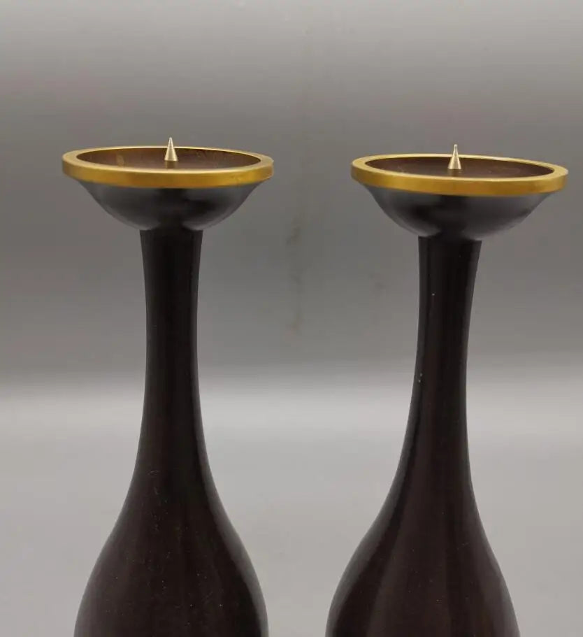 China brass archaize wax candlestick crafts statue A pair