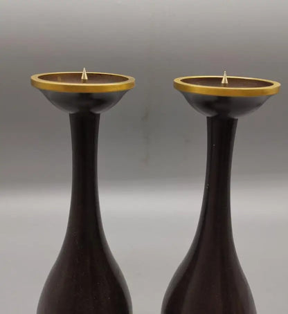China brass archaize wax candlestick crafts statue A pair