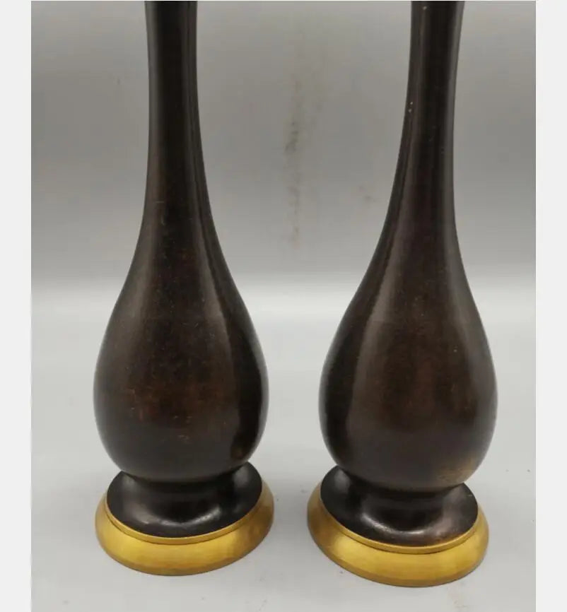 China brass archaize wax candlestick crafts statue A pair