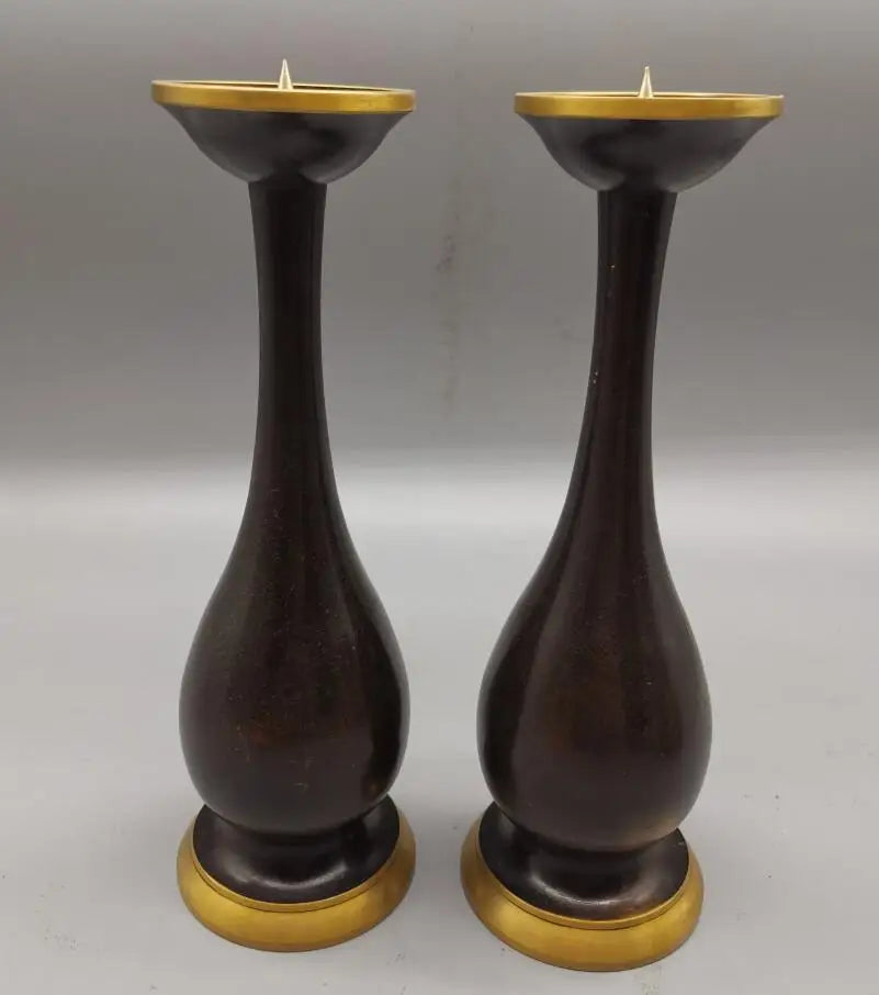 China brass archaize wax candlestick crafts statue A pair