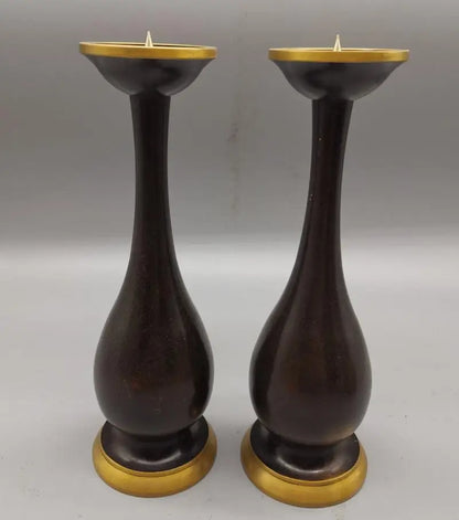 China brass archaize wax candlestick crafts statue A pair