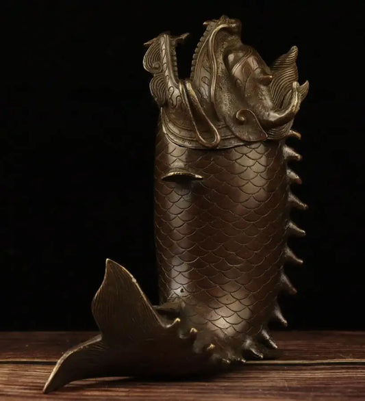 China brass arowana Incense burner crafts statue