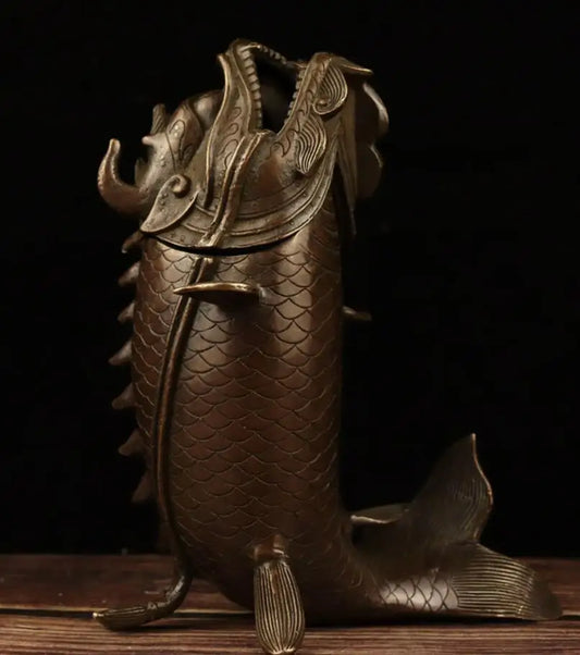 China brass arowana Incense burner crafts statue