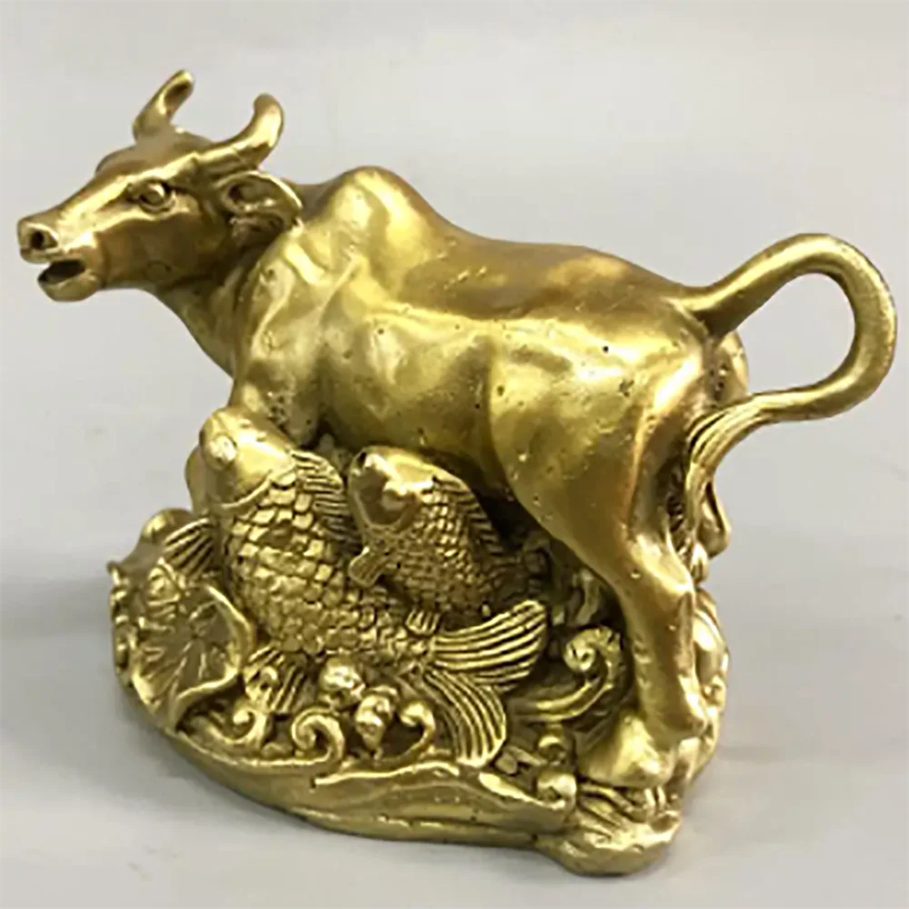 China brass auspicious cow crafts statue