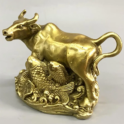 China brass auspicious cow crafts statue