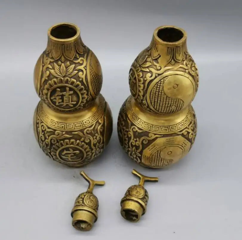 China brass auspicious gourd crafts statue A pair