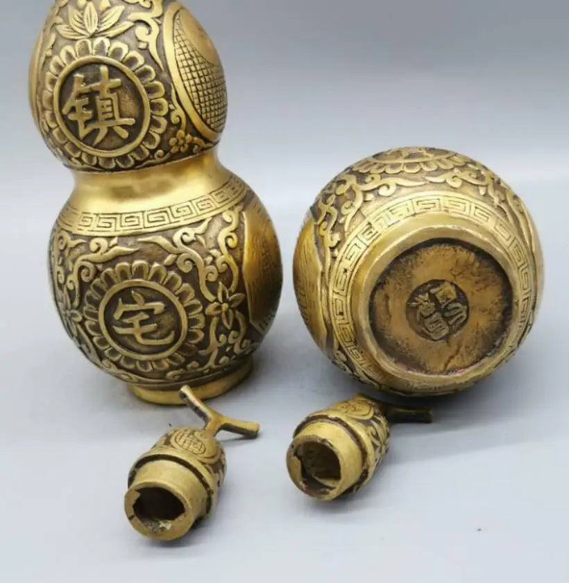 China brass auspicious gourd crafts statue A pair