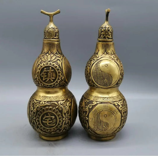 China brass auspicious gourd crafts statue A pair