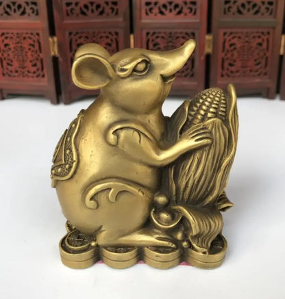 China brass auspicious rat wealth crafts statue