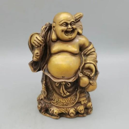 China brass back bag maitreya Buddha crafts statue