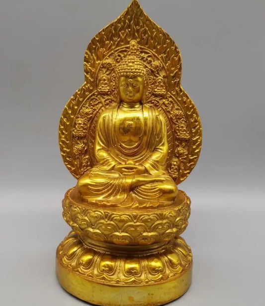 China brass backlight Buddha crafts statue