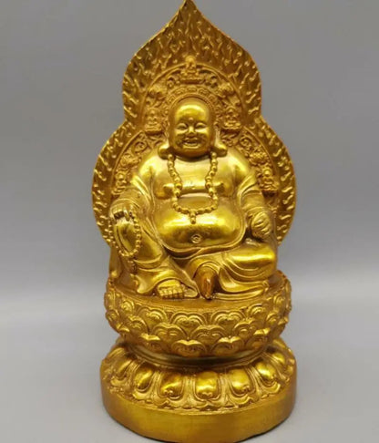 China brass backlight Buddha crafts statue