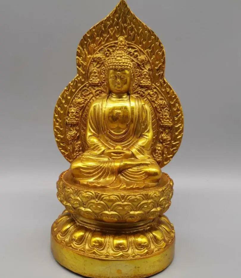 China brass backlight Buddha crafts statue