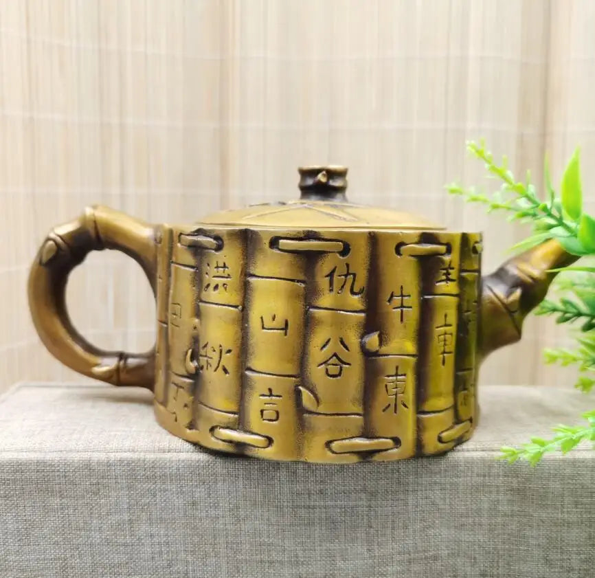 China brass bamboo Hundred Family Names teapot crafts statue