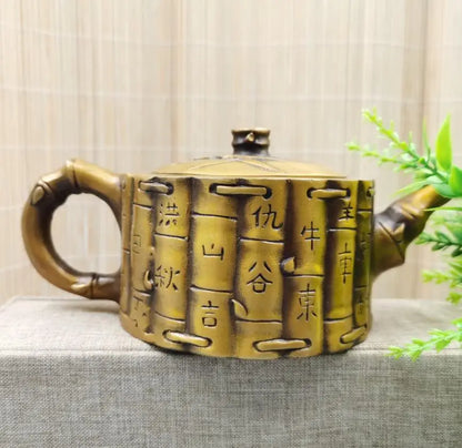 China brass bamboo Hundred Family Names teapot crafts statue