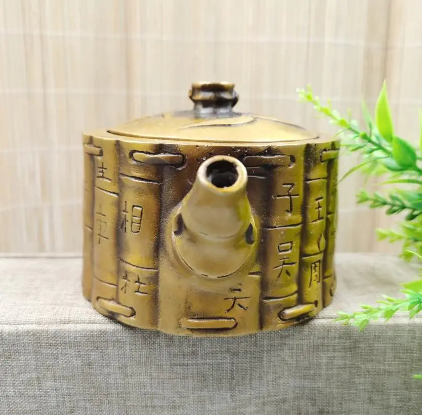 China brass bamboo Hundred Family Names teapot crafts statue
