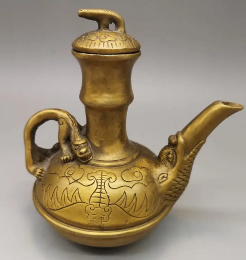 China brass bat flagon crafts statue