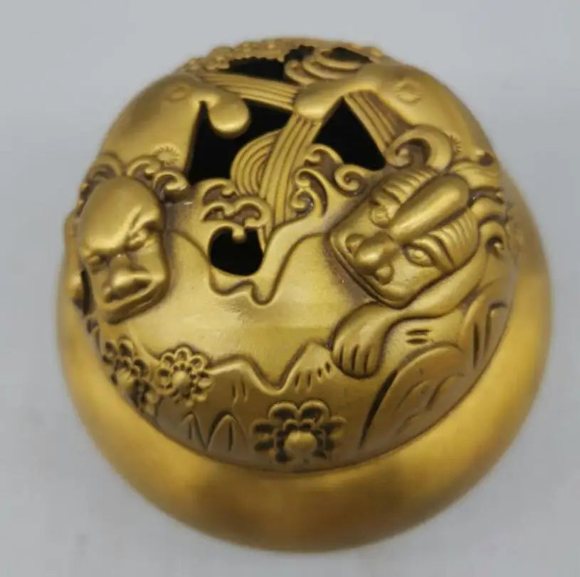 China brass beast lid incense burner crafts statue