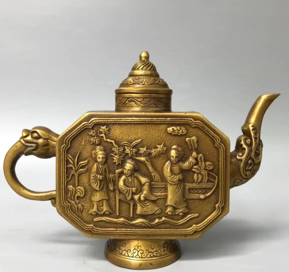 China brass beauty wine pot crafts statue