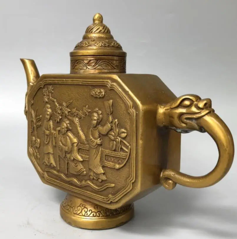 China brass beauty wine pot crafts statue