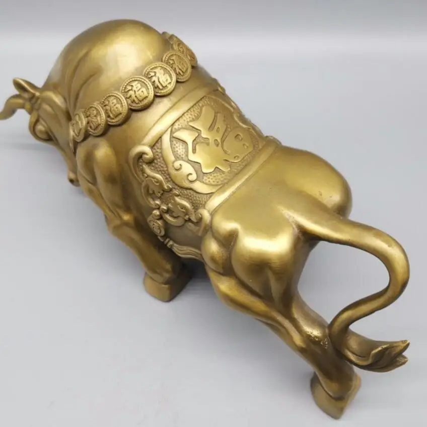 China brass blessing cow crafts statue