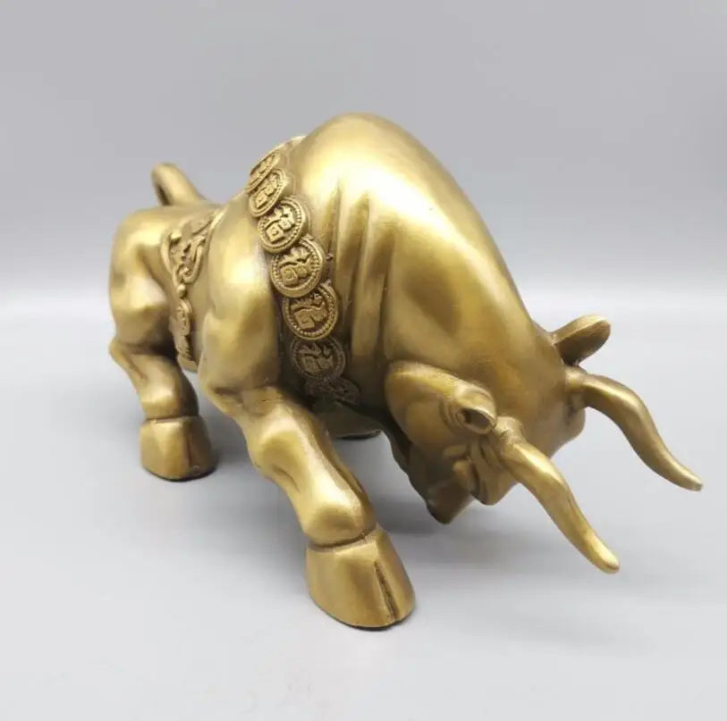 China brass blessing cow crafts statue