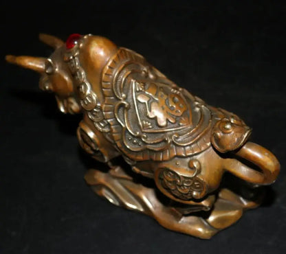 China brass blessing cow wealth crafts statue
