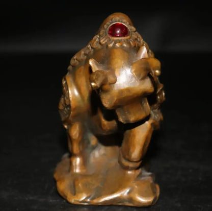 China brass blessing cow wealth crafts statue