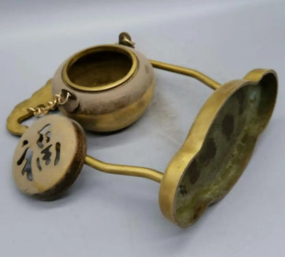 China brass blessing word Hanging Incense burner crafts statue