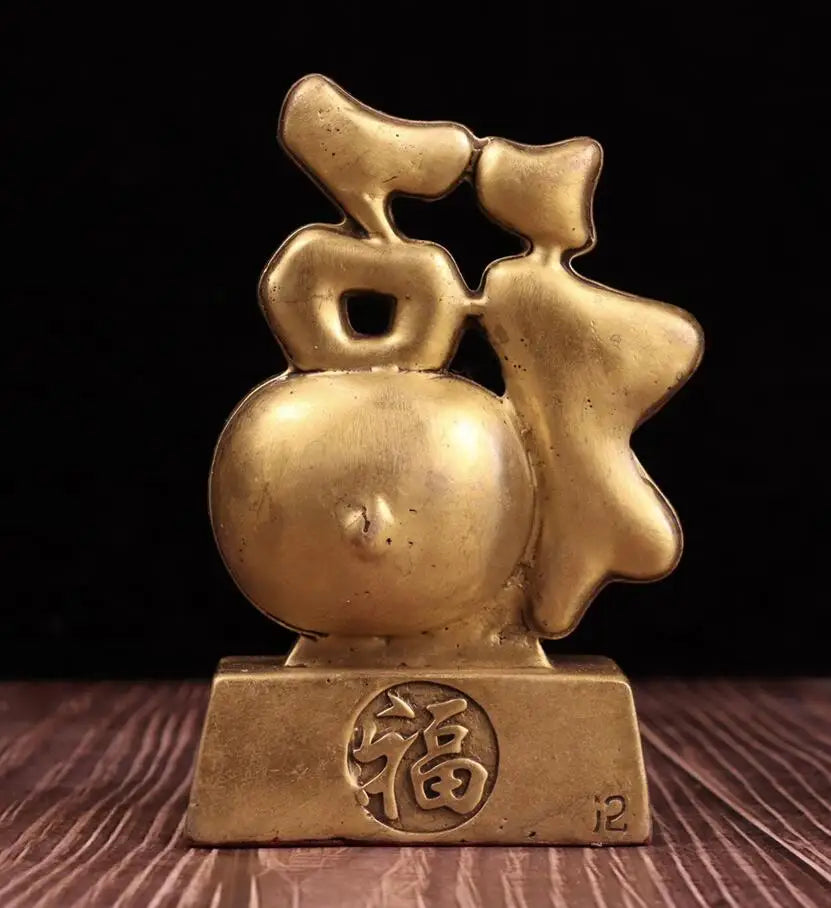 China brass blessing word pig crafts statue