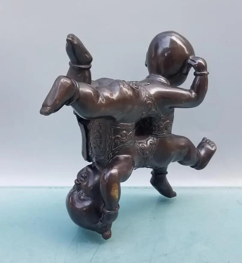 China brass boy and girl crafts statue