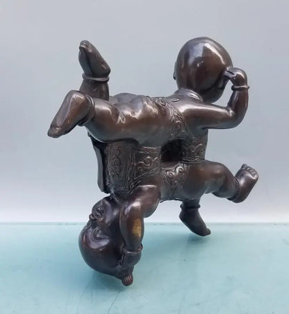 China brass boy and girl crafts statue