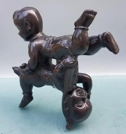 China brass boy and girl crafts statue