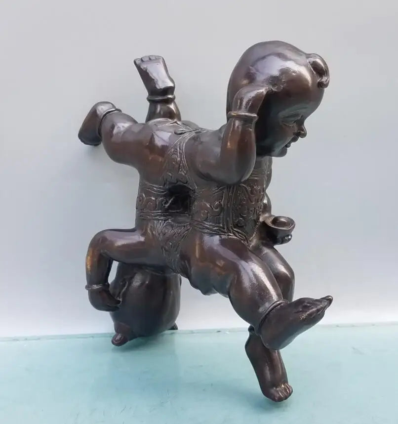 China brass boy and girl crafts statue