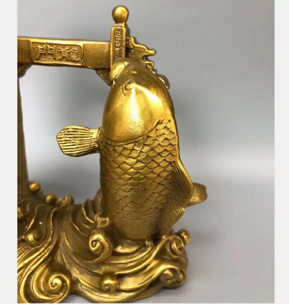 China brass carp leaped over dragon's gate crafts statue