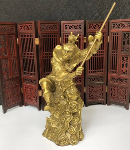China brass carving Monkey King crafts statue