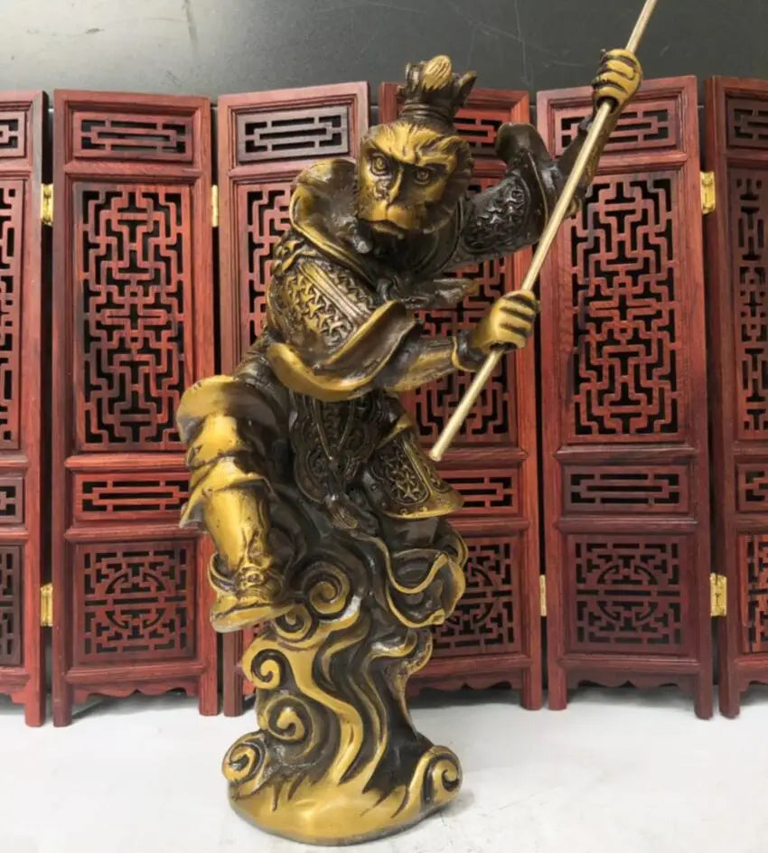 China brass carving Monkey King crafts statue