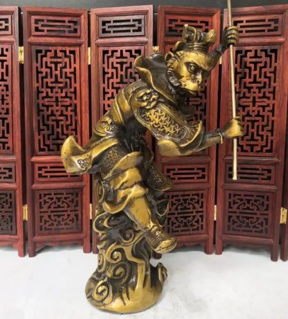 China brass carving Monkey King crafts statue