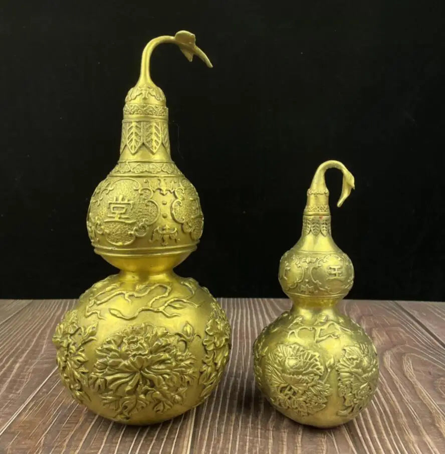 China brass carving flowers gourd crafts statue
