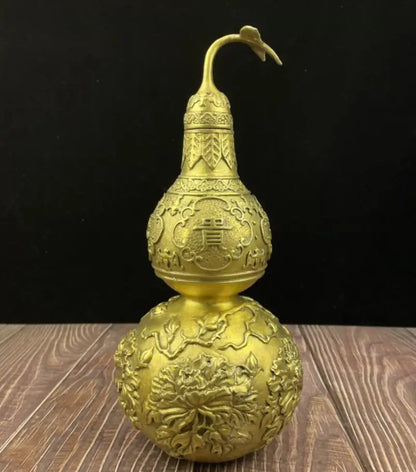 China brass carving flowers gourd crafts statue