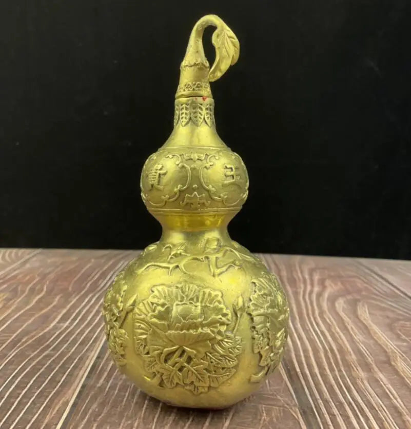 China brass carving flowers gourd crafts statue