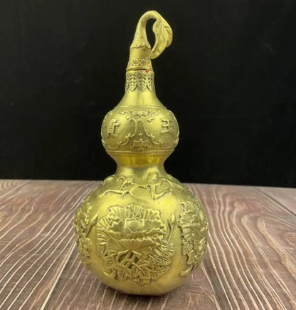 China brass carving flowers gourd crafts statue