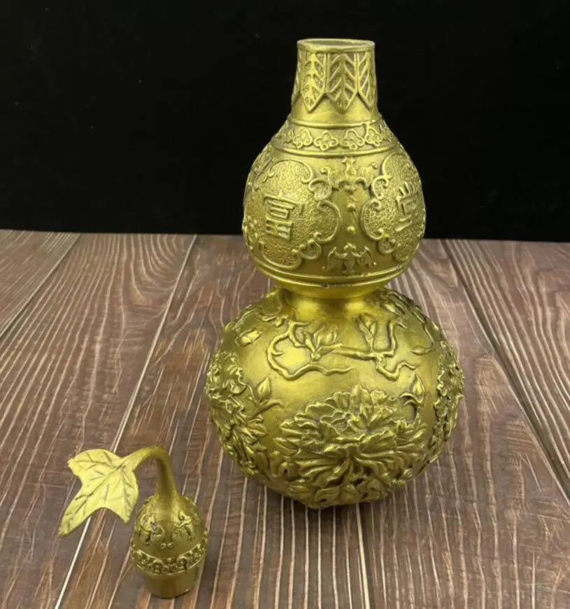 China brass carving flowers gourd crafts statue