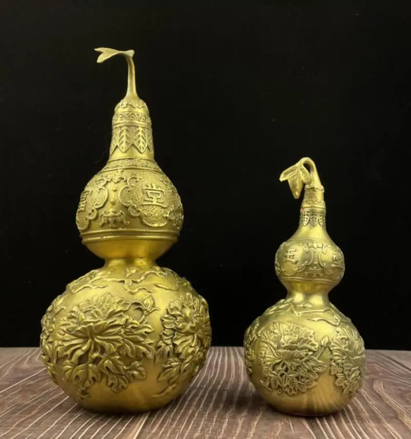 China brass carving flowers gourd crafts statue
