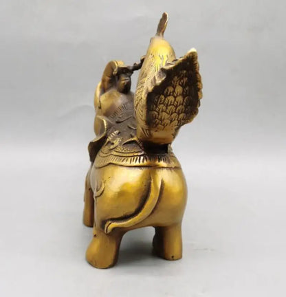China brass chicken and elephant crafts statue
