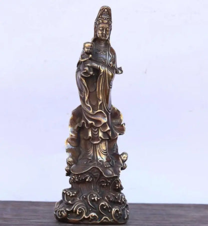 China brass child Goddess of mercy Buddha crafts statue