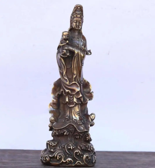 China brass child Goddess of mercy Buddha crafts statue