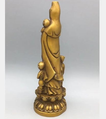 China brass child Goddess of mercy Buddha crafts statue